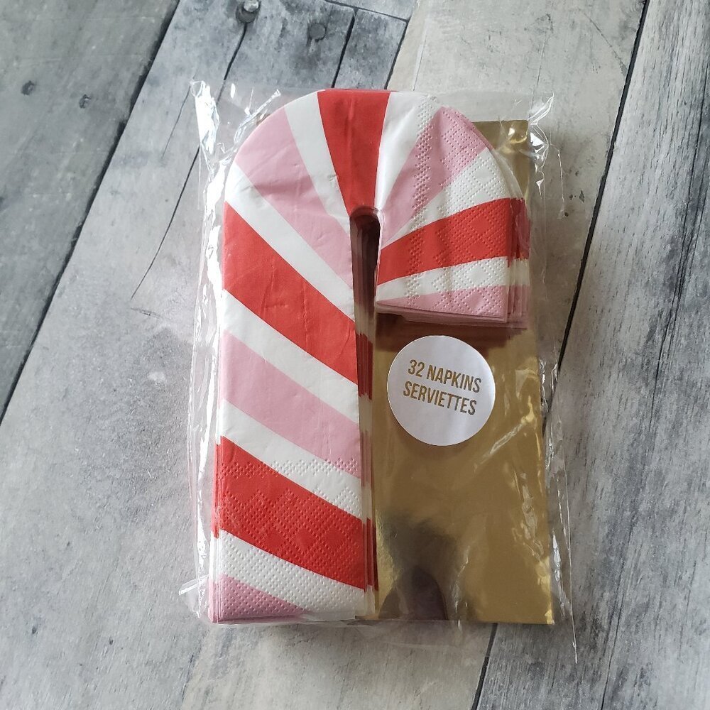 NWT - Meri Meri Candy Cane Shaped Paper Napkins (32ct.)